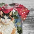thumbnail image 3 of Plus Size Femmes Manches Courtes 3D Kitty Cat Imprimé Col Rond Tee T-Shirt Blouse, 3 of 6