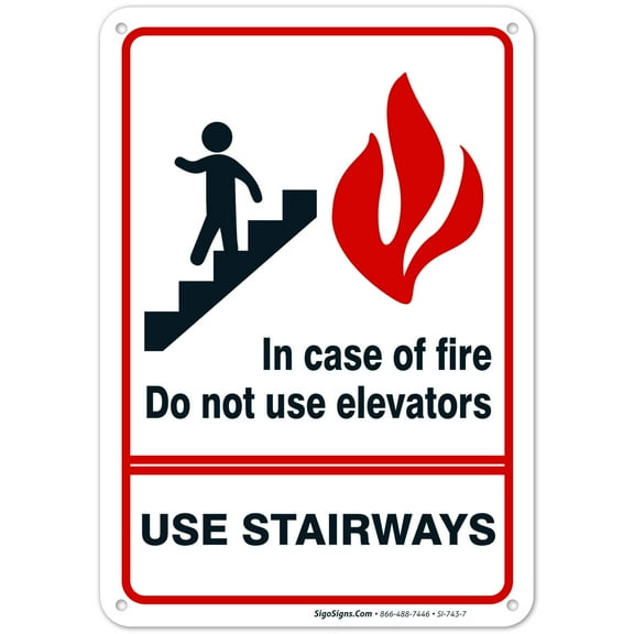 Fire Sign, in Case of Fire Do Not Use Elevators Sign,