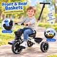 thumbnail image 6 of JoyStone 2-in-1 Toddler Tricycle, Kids Trike with Steerable Parent Push Handle, Foldable Footrest, Front & Rear Baskets, Bell, White, 6 of 10