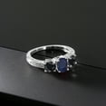 thumbnail image 3 of Gem Stone King 2.50 Ct Oval Blue Sapphire Black Sapphire 925 Sterling Silver Moissanite Ring (Size 6), 3 of 4