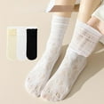 thumbnail image 3 of CoCozhu 3 Pairs Women's Cottagecore Fishnet Floral Lace Transparent Socks Balletcore Coquette Sheer Mesh Ruffle Slouch Socks, 3 of 7