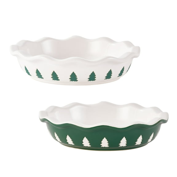 Holiday Time Mini Pie Ceramics Bakeware Tree, Set of 2