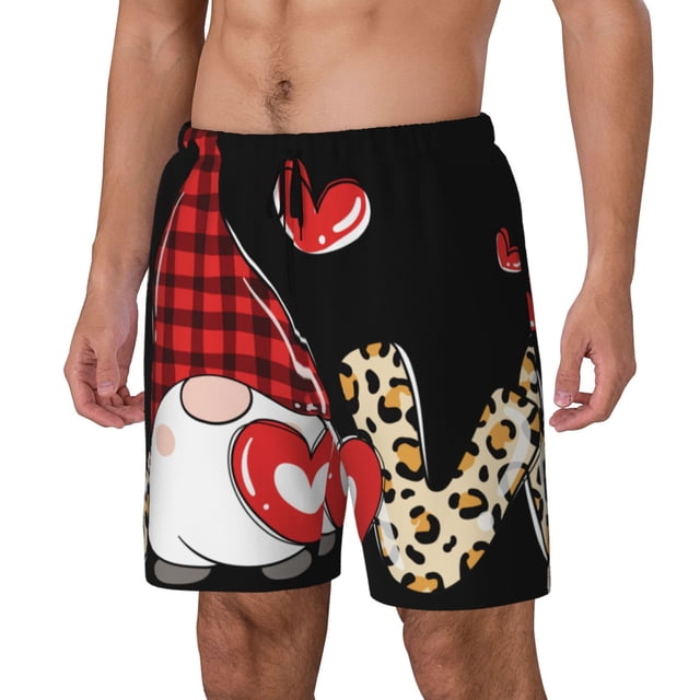 Fotbe Love Gnomes Traje de Baño para Hombre – Shorts de Natación de Secado Rápido con Forro y Bolsillos-Small