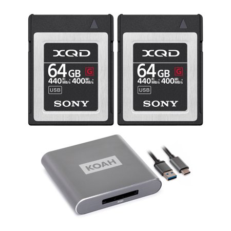 Sony 64GB XQD G Series Memory Card (2-Pack) with Reader