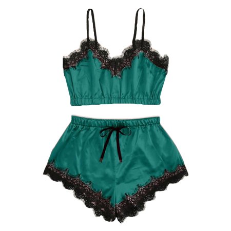 

Womens Satin Leopard Sling Sleepwear Lingerie Lace Nightwear Underwear Set