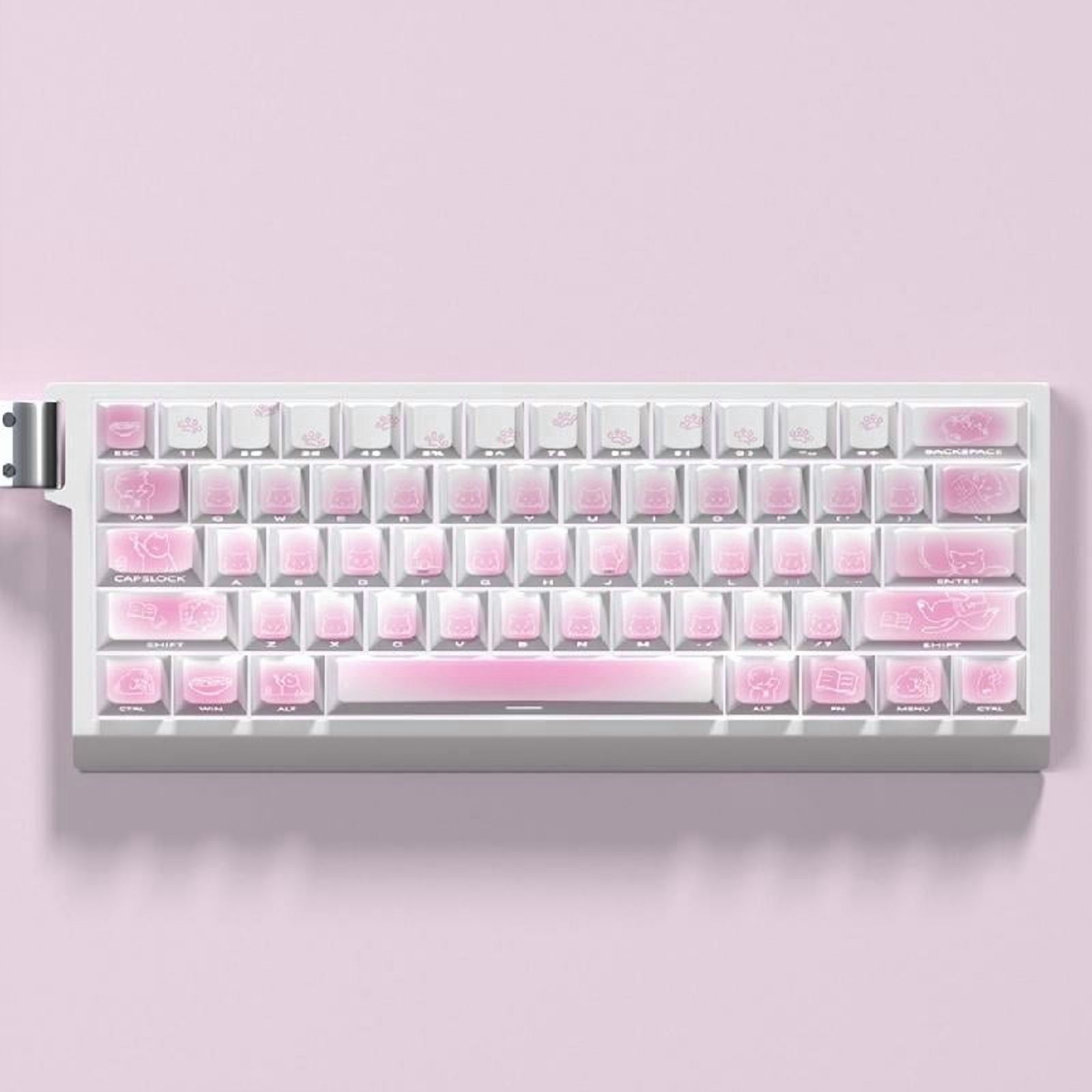 74-Key Keycaps Kitten Themed Side Printed Translucent Keycap Enhances Nighttime Use For Various Mechanical Keyboards