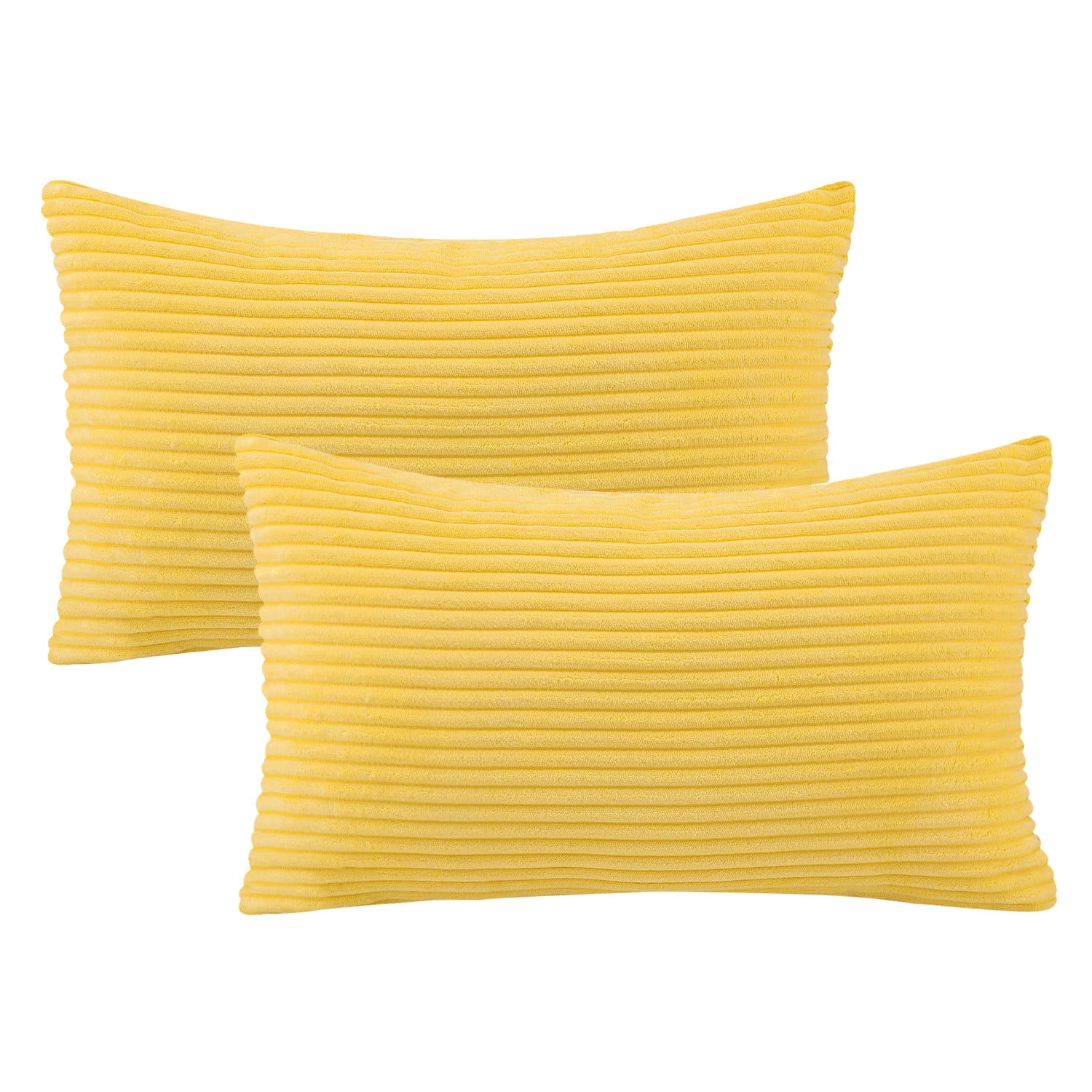 Phantoscope 20" x 12" Modern, Contemporary, Transitional Yellow Striped Polyester Throw Pillow , ( 2 Count)
