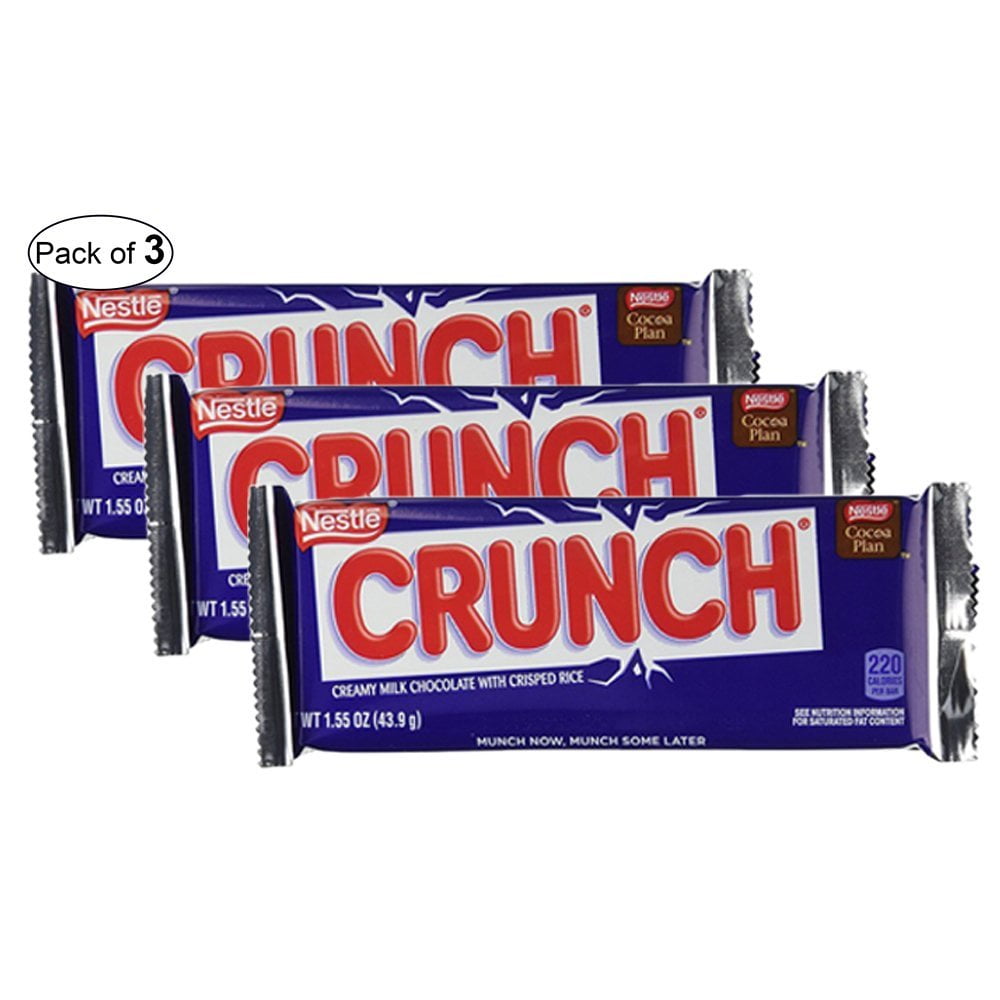 Nestle Crunch Chocolate Single, Candy Bars (Pack of 3)