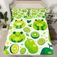 thumbnail image 2 of Castle Fairy Kids Children Kawaii Frog Full Size Sheets 4-Piece,Green Fruit Kiwi Breathable Bed Sheets,Cute Animal Lightweight Sheet Sets,Breathable Home Decor, 2 of 7