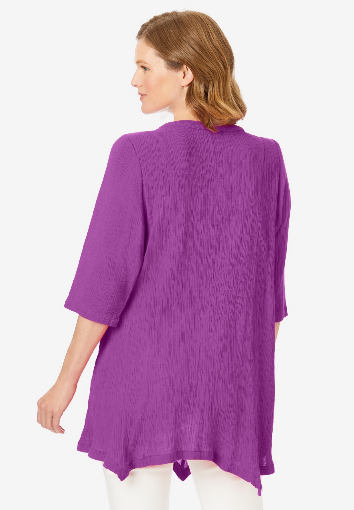 Plus Size Handkerchief Hem Henley Tunic - image 2