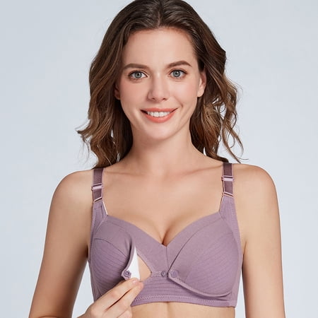 Nursing Bras for Breastfeeding Wavy Seamless Comfort Maternity Bralette Wireless Pregnancy Sleep Bra with Support Dark Purple M
