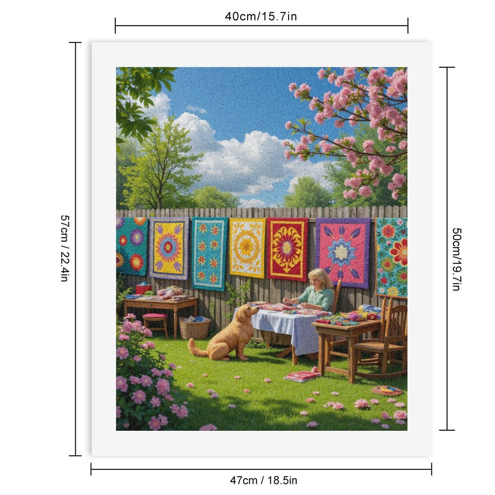 Paint By Numbers Kit for Adults Beginner - DIY Garden Quilting Spring Blossom Art Canvas Painting Kits for Adults, Frameless Paint By Number for Adults for Home Wall Decor 16x20 Inch