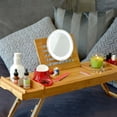 thumbnail image 4 of Bathtub Storage Tray Bamboo Spa Bathtub Storage Box Book Shape Wine Rack Non-slip Bottom Retractable Sides Foldable Legs, 4 of 8