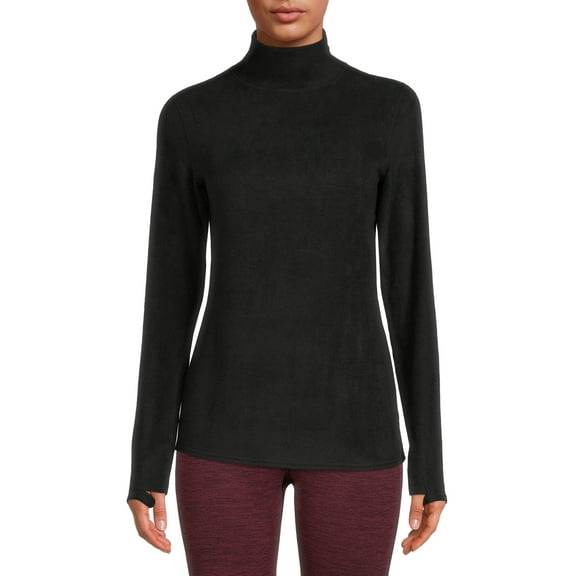ClimateRight by Cuddl Duds Stretch Fleece Women's Long Sleeve Turtleneck Base Layer Top, Sizes XS to 4X