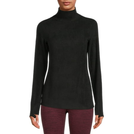 ClimateRight by Cuddl Duds Women's Stretch Fleece Base Layer Turtle Neck Thermal Top with Thumbhole