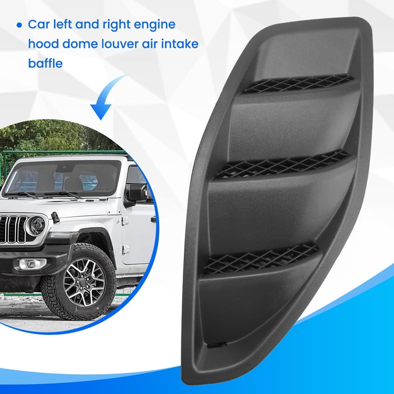 Car Left Right Engine Hood Dome Louvers Air Inlet Vents Bezel Fit for JK 2007-2017,2 x Hood Vents Inlet Cover,Black
