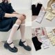 thumbnail image 3 of Calcetines hasta la rodilla sedosos Lolita para mujer, medias de pantorrilla de malla de lunares de sarga Vintage, 3 of 5