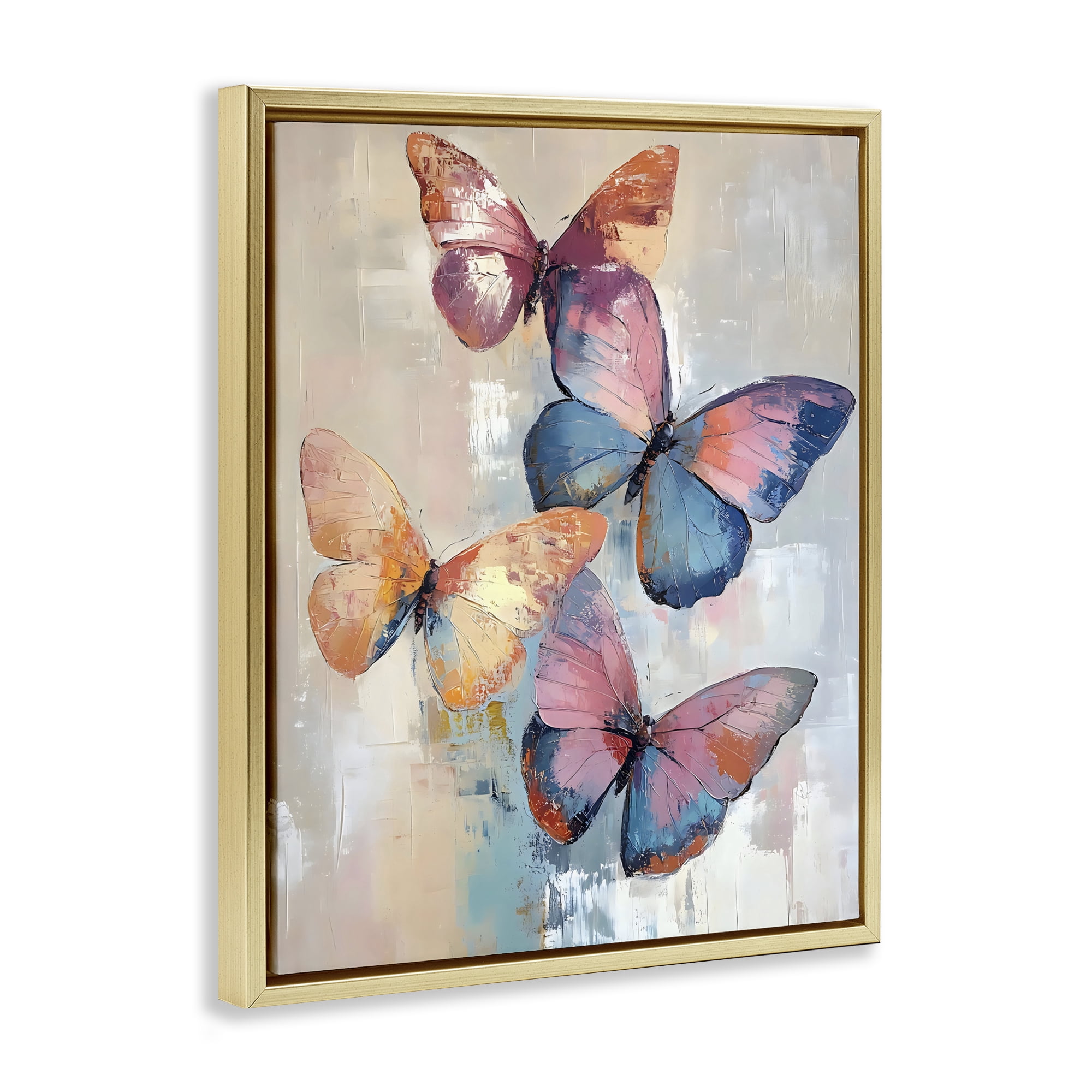 Stupell Industries Butterfly Beauty Abstraction Gold Framed Floater Canvas Wall Art, design by Creative Studio