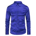 thumbnail image 1 of Camisa formal ajustada de manga larga brillante de moda casual para hombre, 1 of 4