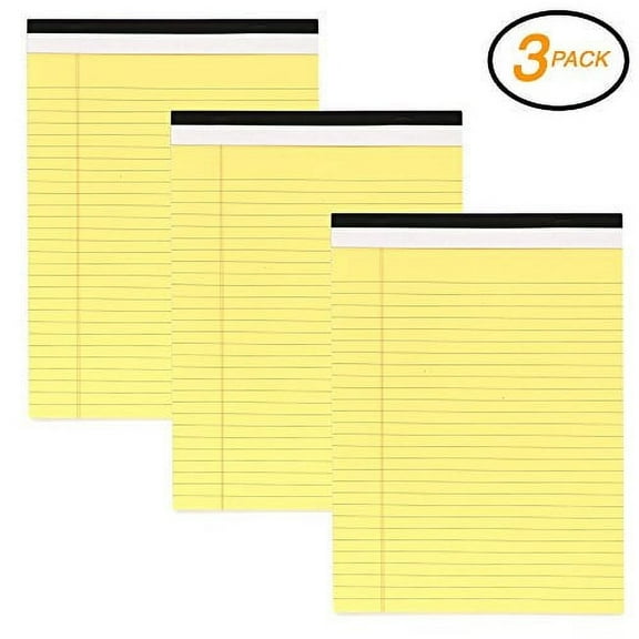 emraw canary yellow micro perforated edge legal ruled universal 50 sheets letter size writing pad- 50 ct. 8.5" x 11.75" (pack of 3)