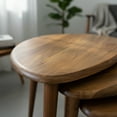 thumbnail image 3 of Ultimate Premium Products Solid Nesting Table Set of 3- Walnut Mid Century Pebble Tables with Tapered Legs – Wooden Home Furniture in a Retro Style, 3 of 8