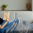 thumbnail image 3 of Saying Soft Flannel Fleece Throw Blanket, AviatiTheme Keep Calm and Trave Message with Plane and Clouds, Cozy Plush for Indoor and Outdoor Use, 60" x 80", Cobalt Blue and White, by Ambesonne, 3 of 5