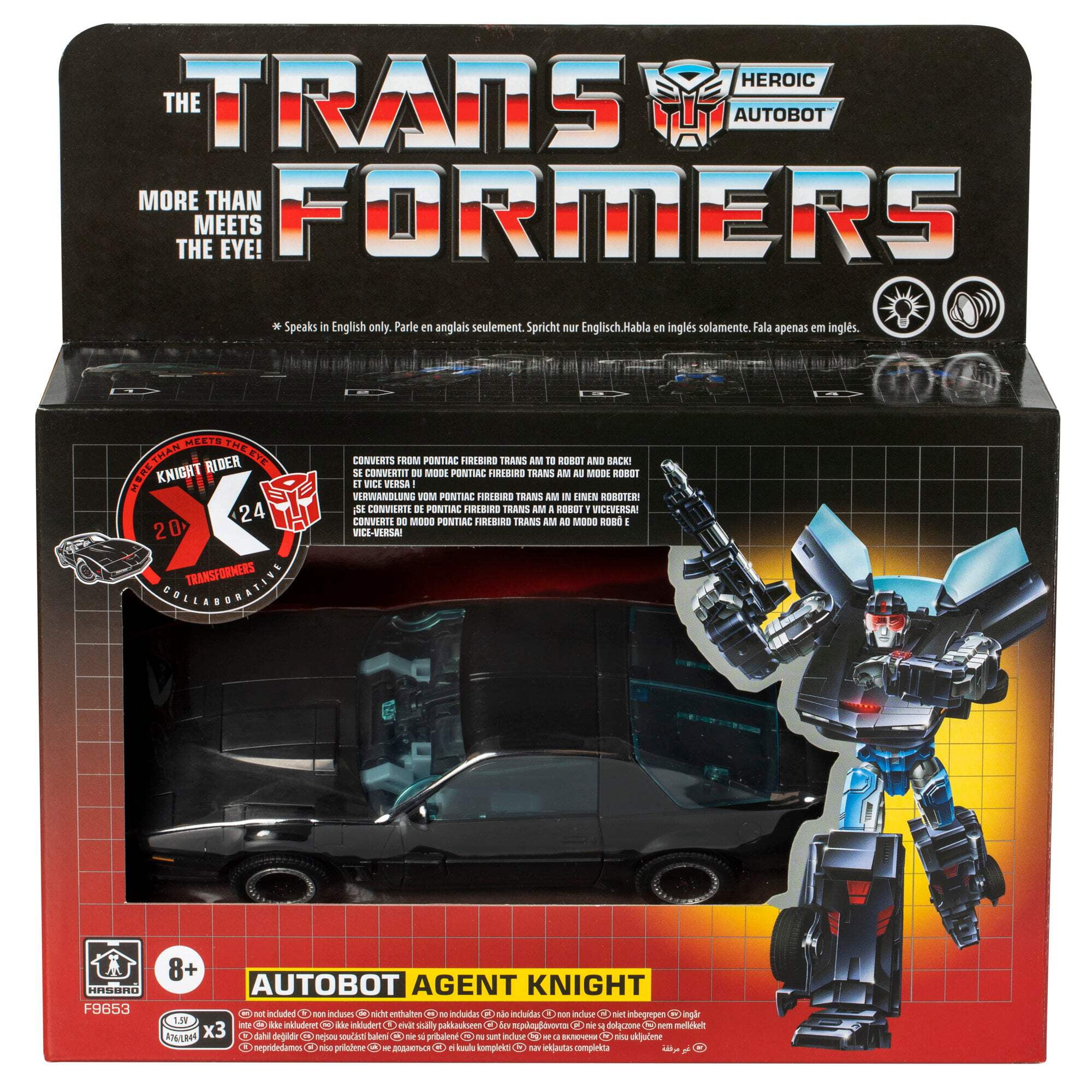 Transformers Action Figure, Autobot Agent Knight (Knight Rider x Transformers), 6.5-inch, 8+