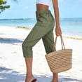 thumbnail image 5 of Ynynloco Womens High Waisted Cropped Capri Pants High Waisted Button Up Stretchy Straight Pants Trousers with Pockets, 5 of 9
