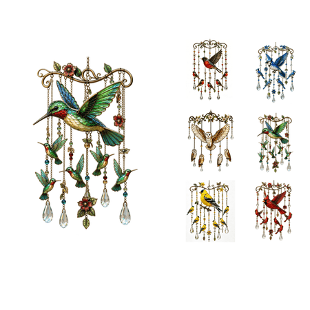 Graceful Hummingbird Wind Chime Crystal Pendant Hanging Mobile Decoration for Garden Patio Reflective Colorful Glass Gifts for Grandma Mom Wife Sister Aluminum Tubes (Hummingbird)