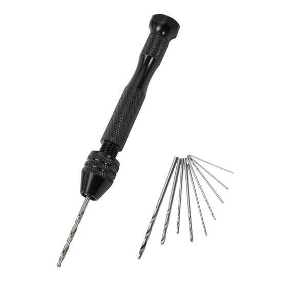 Mini Manual Hand Drill Bit Set for Wood and Plastic, 0.3-3.4mm Aluminum Alloy Hand Drill