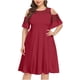 thumbnail image 1 of Vestido suelto de manga corta de encaje sexy con cuello redondo de talla grande de color sólido informal a la moda para mujer Fridja  qw4183, 1 of 8