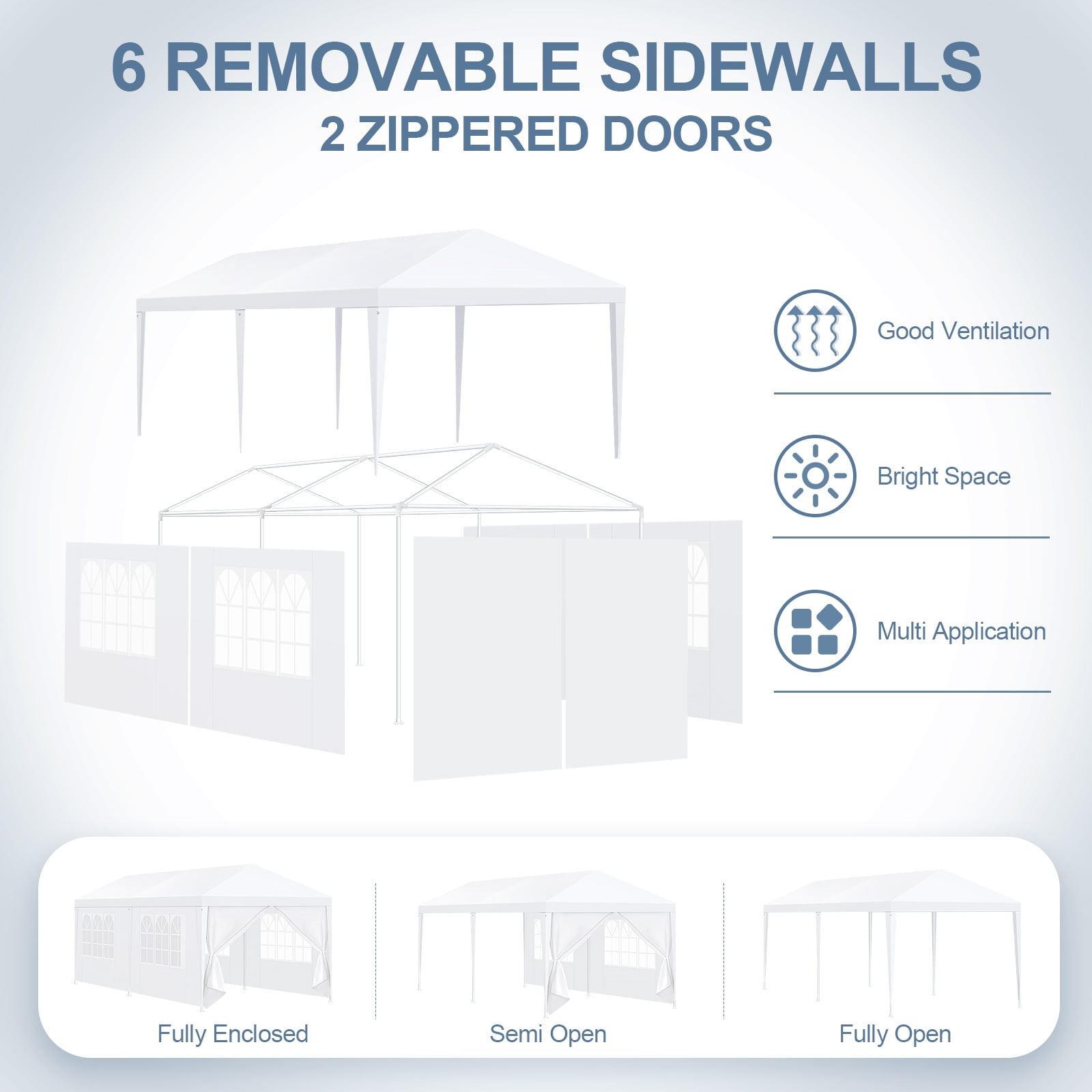 Hoteel 10'x20' Canopy Party Tent with 4 Removable Sidewalls,Outdoor Tent Large Canopy for Weddings,Parties,Patio Camping Gazebo,All Season & Waterproof,White