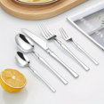 thumbnail image 2 of 4/6/16/24pcs Silver stainless steel cutlery Steak knife and fork dessert spoon spoon and teaspoon Home restaurant cutlery set, 2 of 5