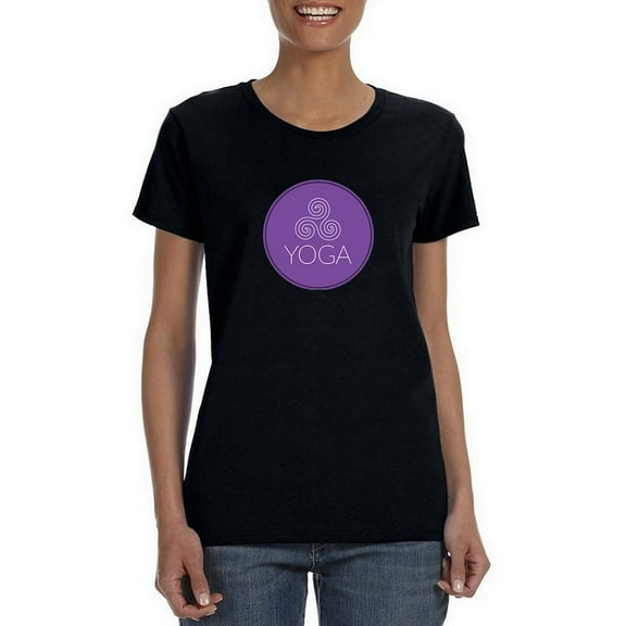 Triskele Triple Spiral Symbol Circle Women Black Yoga T-Shirt, Female XX-Large