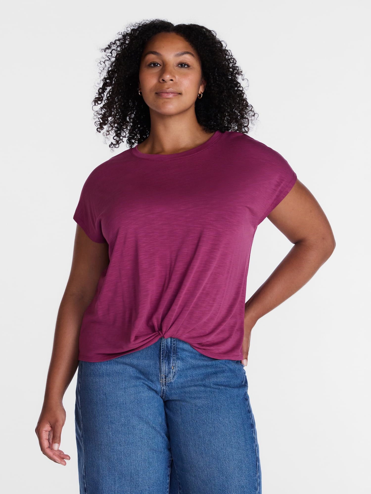 Time and Tru Women's Twist Front Top, Sizes XS-XXXL