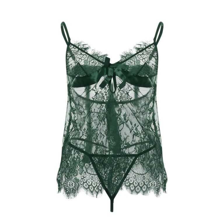 RQYYD Reduced Lace Sheer Dress Lingerie for Women Strap Mesh