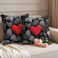 thumbnail image 2 of Red Love Heart Stone Outdoor Waterproof Pillow Covers, Mondern Abstract Art Stones Decorative Square Throw Pillowcase Sofa Cushion Sham for Patio/Couch/Chair, 18"x18" 2 Pack, 2 of 8