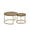 Brown+Gold, variant on Peispie Nesting Coffee Table Set of 2, 27.6" Round Coffee Table with Sturdy Metal Frame, Industrial Wood Finish Side Table & End Table for Living Room, Bedroom, Brown