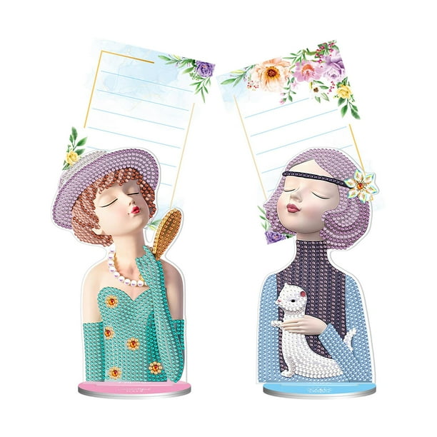 2 clips para notas con diseño de diamantes DIY, taladro completo, soporte para fotos de escritorio. Niña