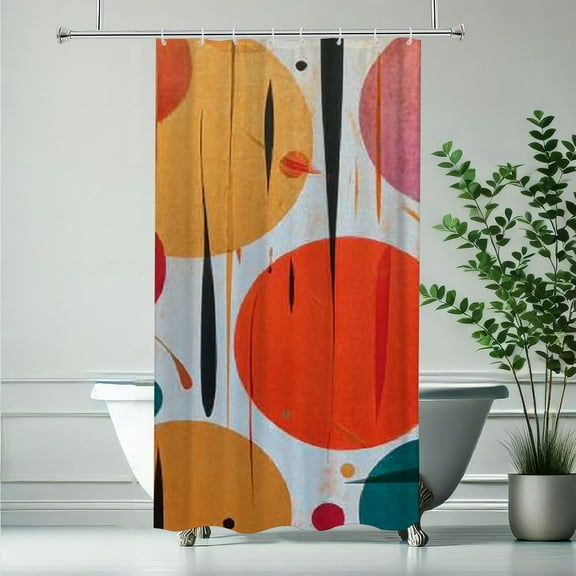 RKSupls Christmas Shower Curtain, Mid Century Modern Shower Curtain with Hooks for Christmas Home Bathroom Decor Washable Curtains, 36x72 in