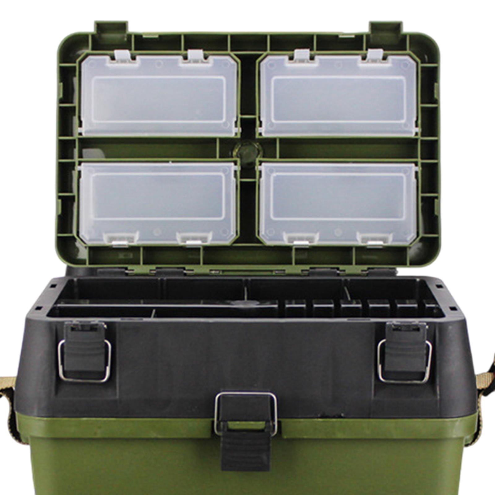 harayaa ing Tackle Box Trunk Storage Box Portable Folding Handheld Multifunctional ing Tool Gear Hooks Lures Case Bucket Dark Green
