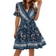 thumbnail image 5 of Moda mujer estampado floral con cuello en v casual vestido de tirantes hasta la rodilla Fridja  NMB4048, 5 of 9
