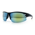 thumbnail image 3 of Mens Yellow Mirror Half Rim Sport Wrap Plastic Sunglasses Shiny Black, 3 of 6