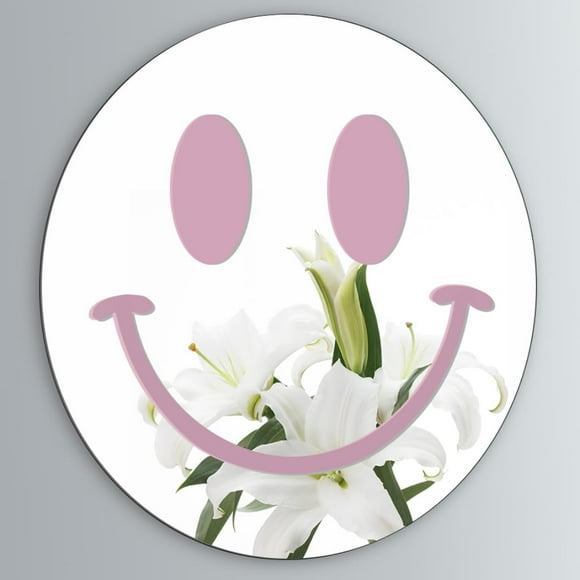 Smiley Face Decorative Mirror for Teen Room, Academy Style, Pink Aesthetic Mirror with Smile