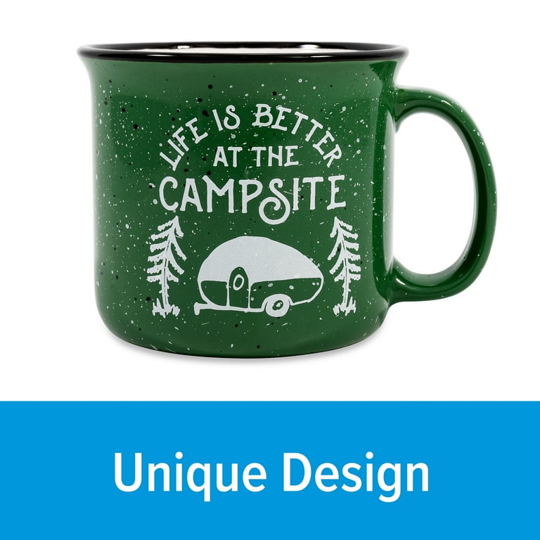 Camco Life is Better at The Campsite 12 Piece Dishware Set-Multicolor Retro RV and Trailer Print, Includes Plates and Bowls, Perfect for RVing and Camping, Melamine (53297