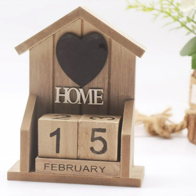 Wooden Desktop Calendar,Vintage Wood Perpetual Calendar,Wood Calendar DIY  for Home/Office Desk Stationery Decoration Brown Triangle Top - Walmart.com