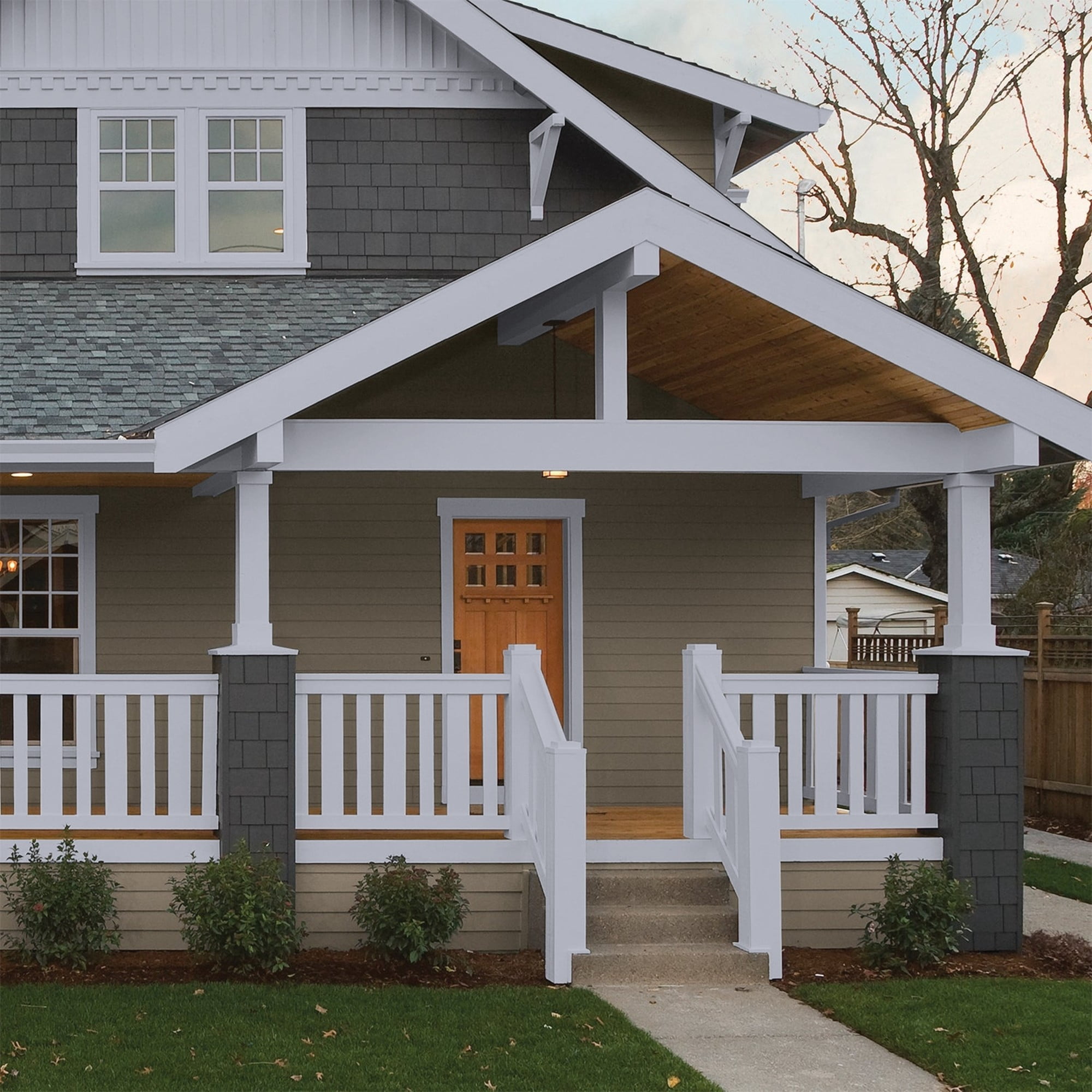 Glidden HEP Glistening Gray / Grey Semi-Gloss Exterior Paint with Primer, 1 Gallon