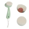 thumbnail image 3 of Unique Bargains 1 Pc Soft ABS Cleansing Brush with Flat Hair Curved Handle Green White 4.65"x2.09", 3 of 4