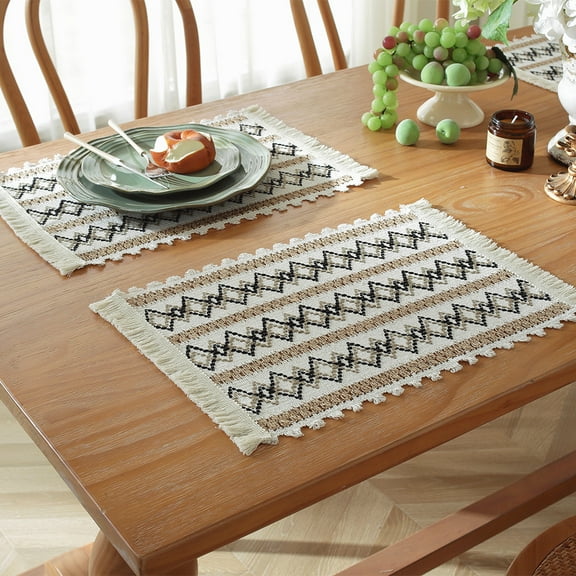 ERDOUY Cotton Heat Resistant Placemats, Dining Room Table Mats, Protect Surfaces,Non-Slip Washable Table Mats，Kitchen Decor Accessories,Set of 6, Size 19.68*11.8in, A07