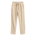 thumbnail image 5 of XUNKUSGA Mens Cotton Linen Pants Lightweight Casual Drawstring Elastic Waist Pants for Men Classic Soild Color Summer Beach Trousers with Pockets,Beige,3XL, 5 of 5